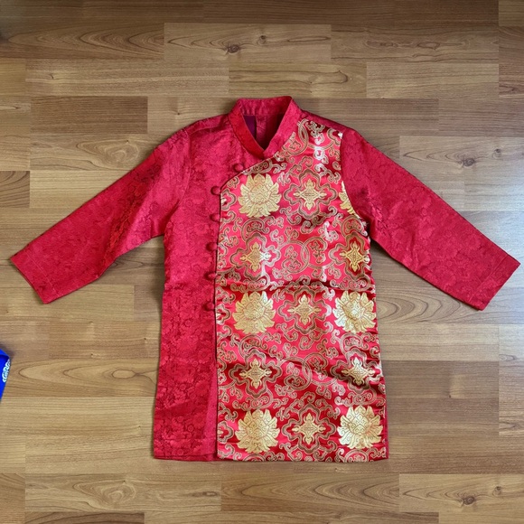 Other - VIETNAMESE | Boy Toddler Aó Dài Red Gold Asian Vietnamese Chinese Print Dress